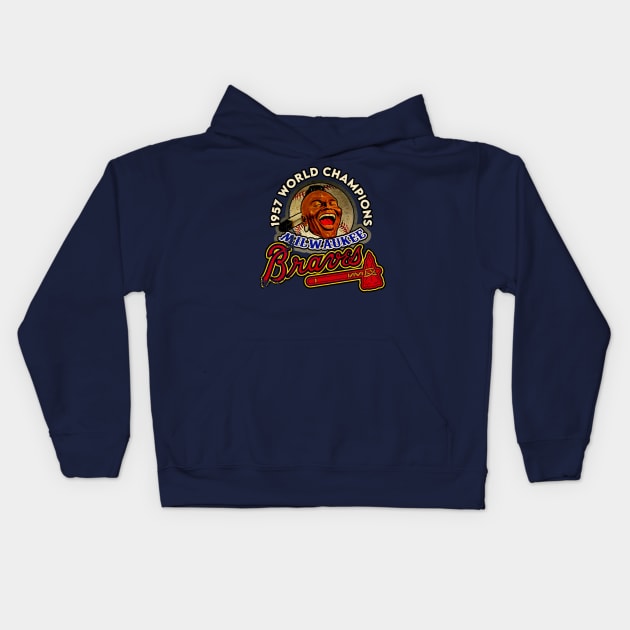 1957 Milwaukee Braves World Champions Kids Hoodie by Niko Neon